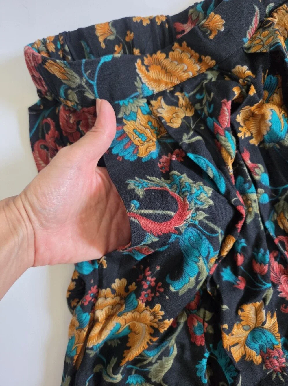 VTG multi-color floral A-line midi skirt autumn dark academia whimsigoth sz 14